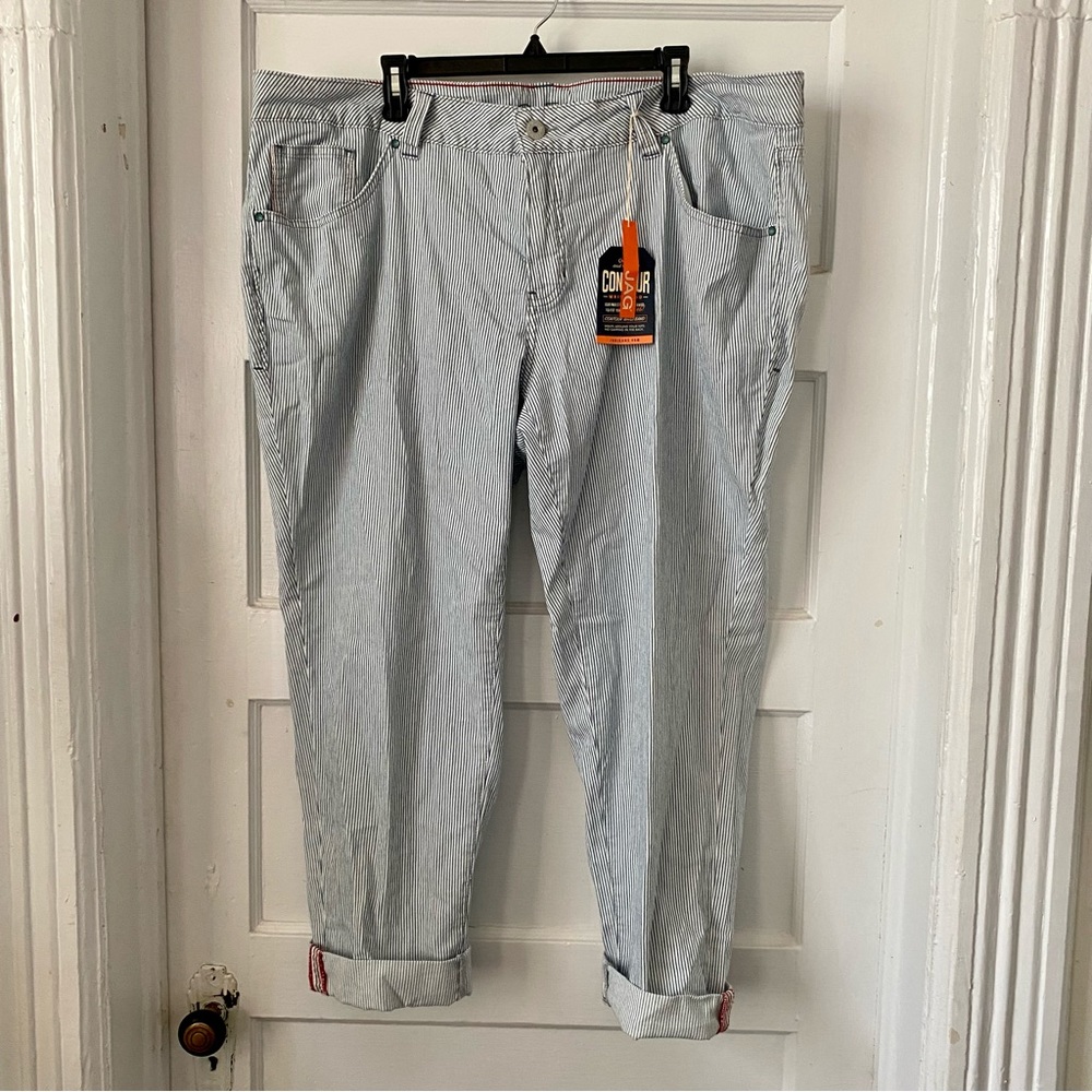 Jag Counter Girlfriend Jeans in Railroad Pinstripe Bleach-Wash Size 22W NWT - Picture 6 of 16